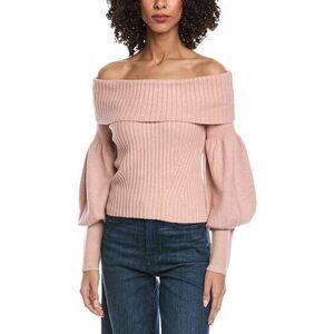 Fate Womens Off-Shoulder Wool-Blend Sweater, Pink